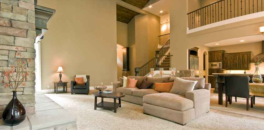 Carpeting in a grand living room